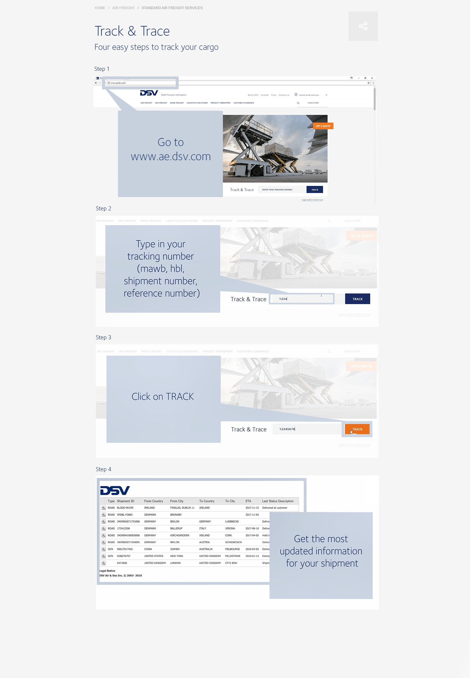 Learn to track and trace DSV