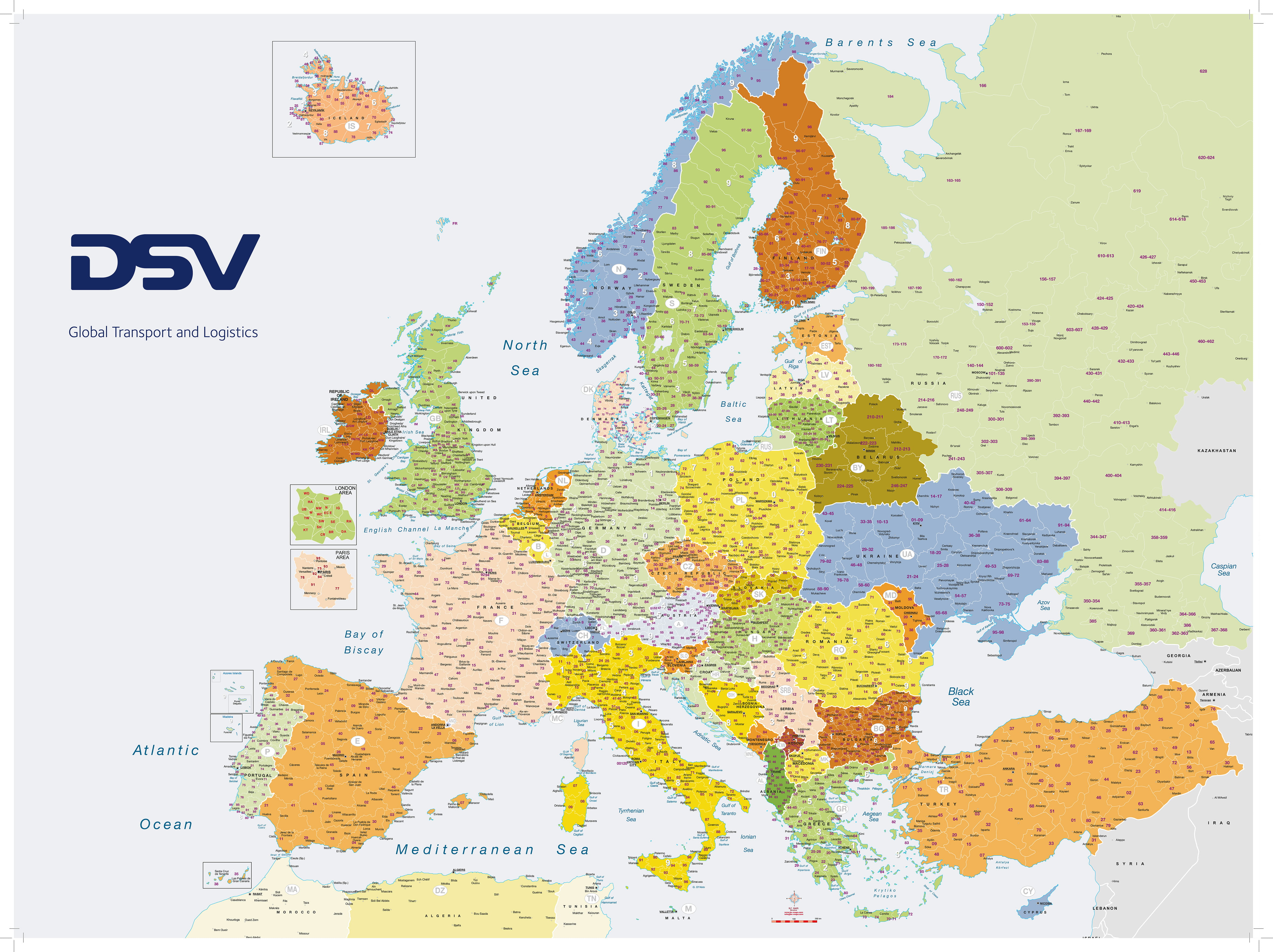 mapa codigos postales francia Mapa de Europa con códigos postales y mapamundi | DSV