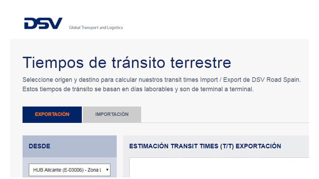 tiempos transito terrestre carretera transit times