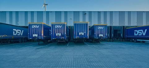 DSV trucks in a row at a terminal