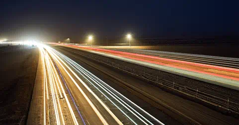 Light streaks on South African road