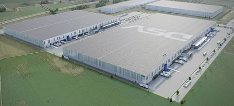 Ritning över nya planerade lagerbyggnader på DSVs logistikcenter i Landskrona