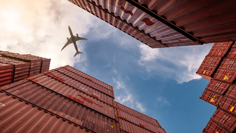 Containers and airplane