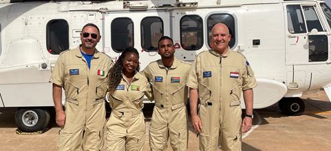 From left to right Mr P Gizzi (Flight Nurse), Dr N Simakoloyi (Emergency Physician), Dr S Moonsamy (Flight Doctor) and Mr E Botha (Flight Paramedic).