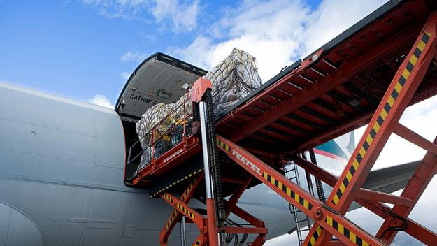 Special project cargo being loaded on an airplane