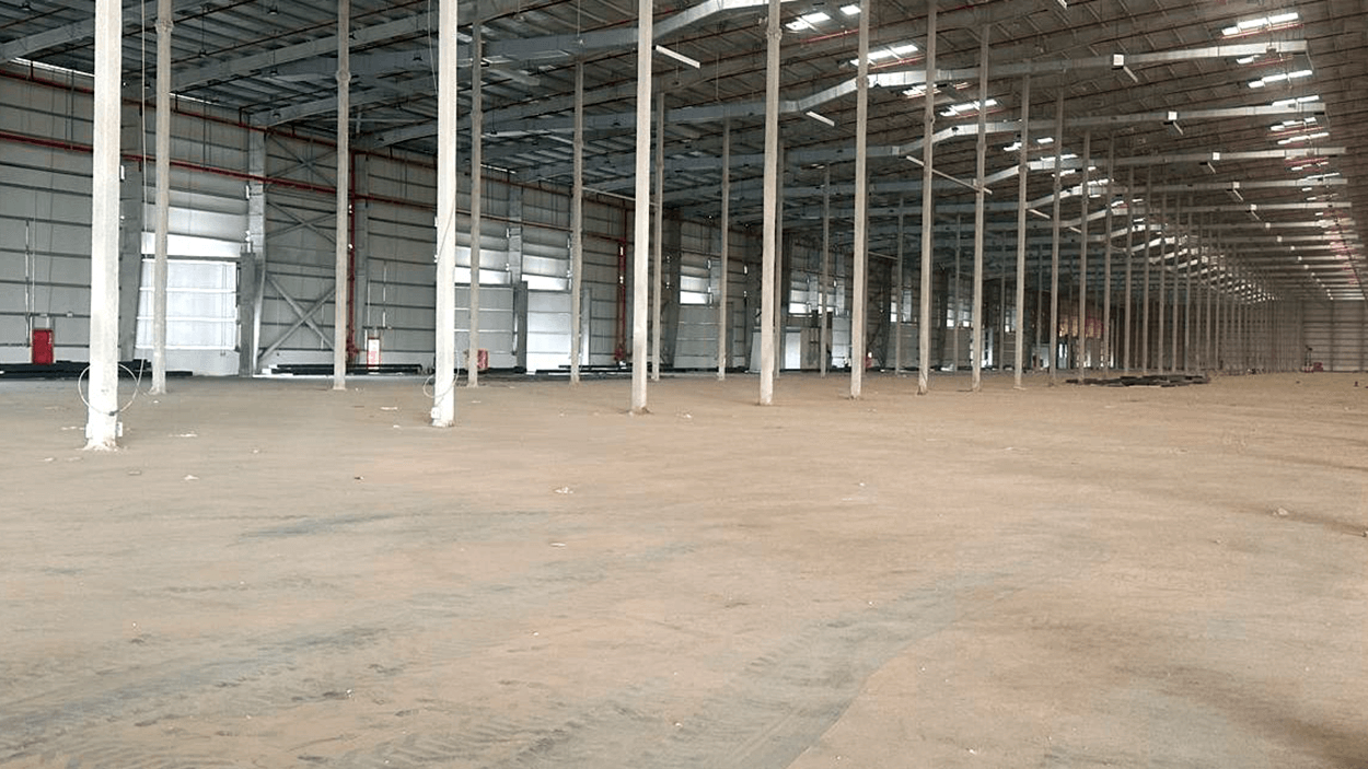 inside of a warehouse in construction