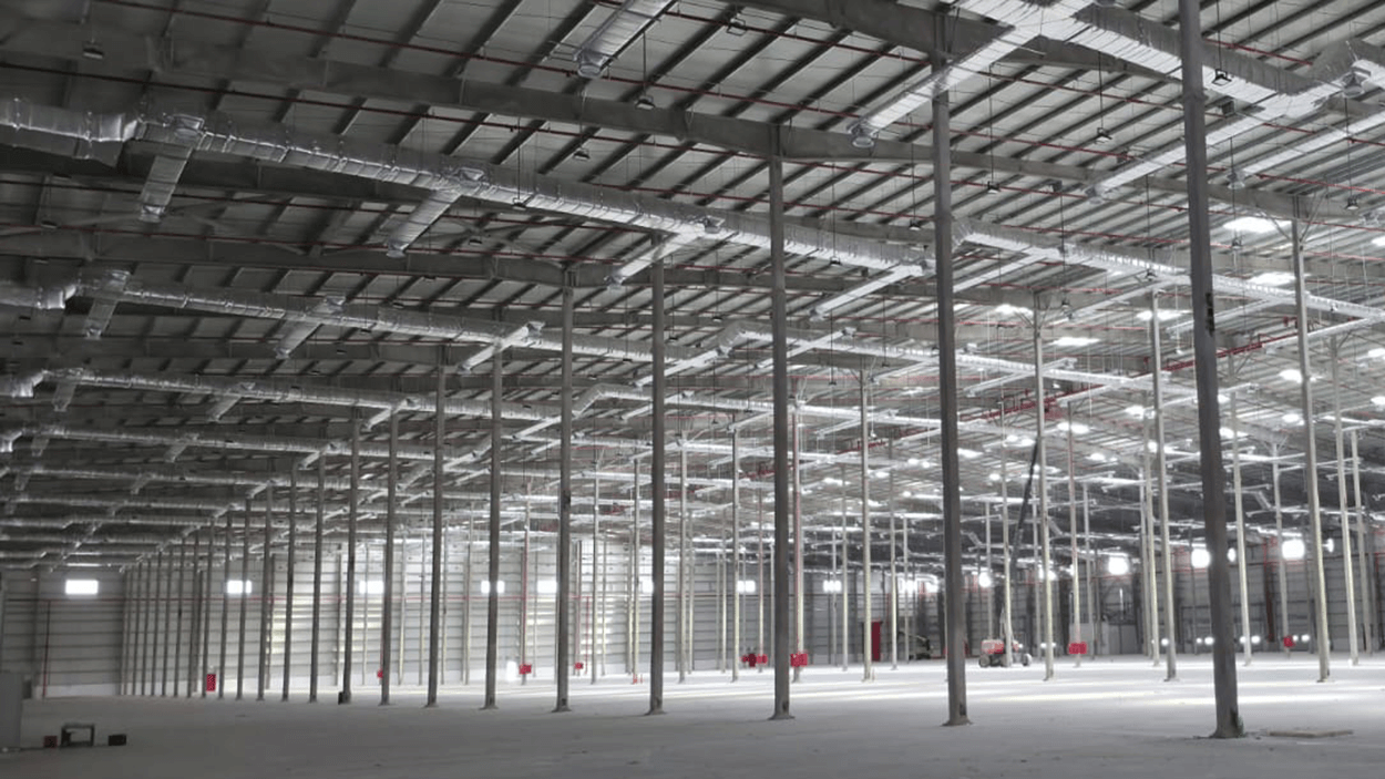 inside of a warehouse in construction
