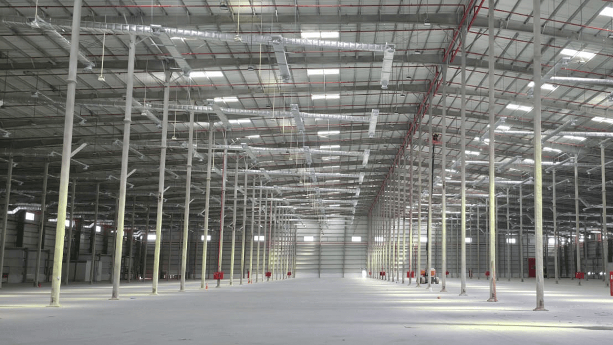 inside of a warehouse in construction