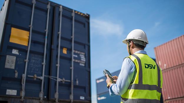 A DSV staff is checking container