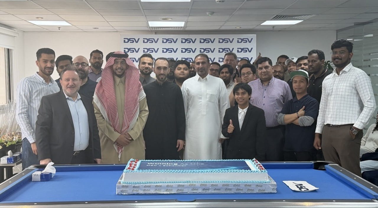 DSV in Saudi Arabia's Road team celebrating the go-live following Schenker's integration
