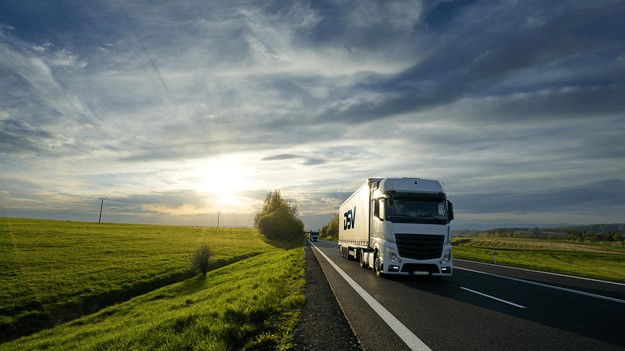 Truck driving on a road