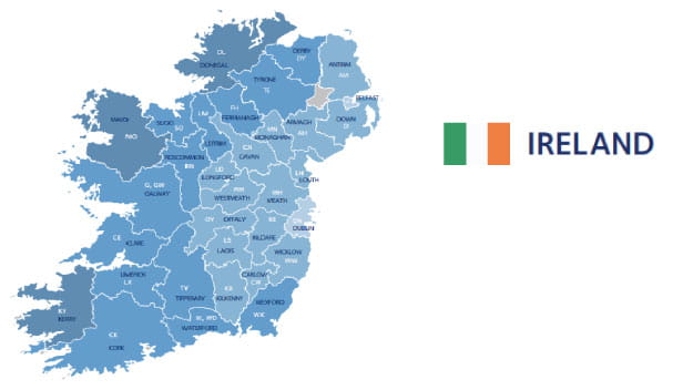 mapa codigos postales irlanda