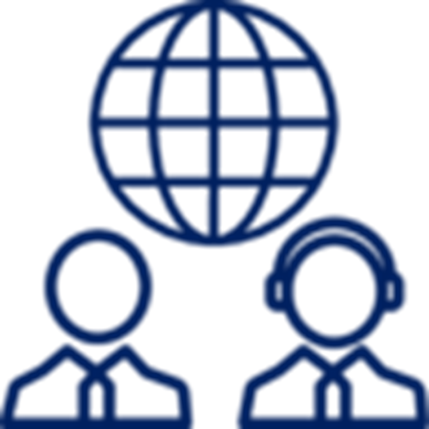 Ícono de atención al cliente en color azul marino