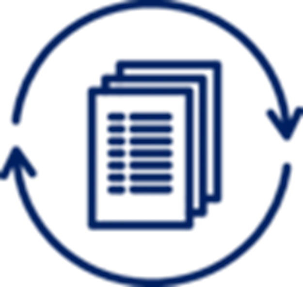 Customer document management blue icon