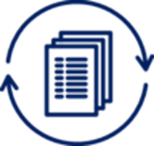 Icona blu per la gestione dei documenti dei clienti