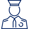 Icono azul de una oficial de aduanas,