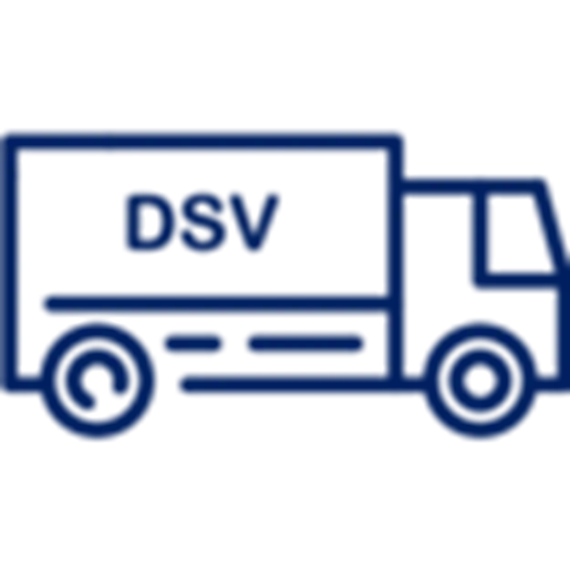 Ícono en color azul marino de camión de carga DSV