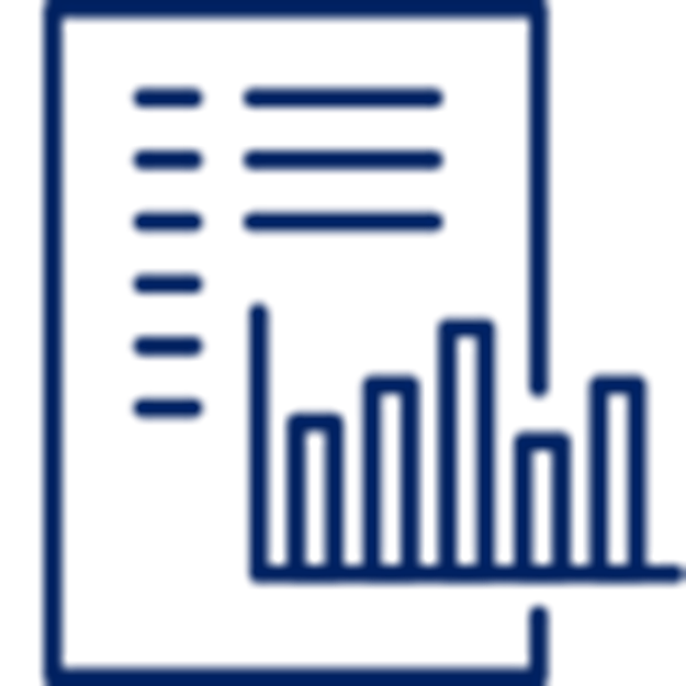 Ícono en azul marino de un reporte financiero