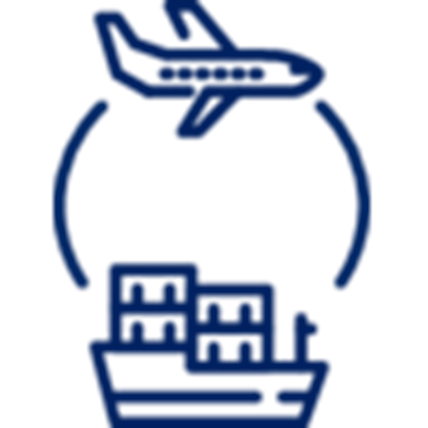 Ícono de transporte de carga marítimo y aéreo