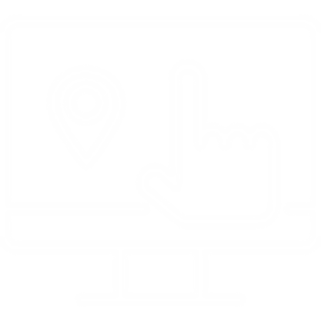 screen icon with a location and hand icon on it