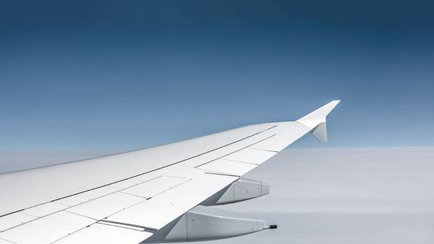 Flyvinge med blå himmel baggrund