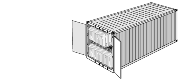 kledingstukken op hangers container zeevracht