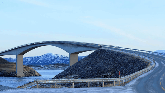 Street leading onto a bridge