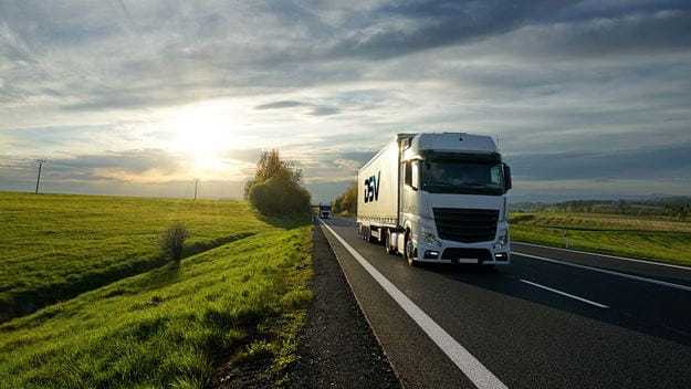 Linehaul vehicle on long open road
