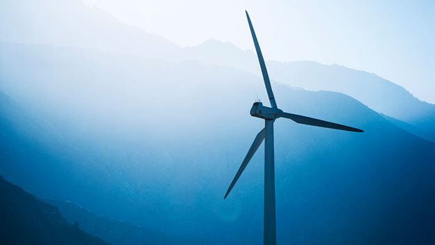  A close-up of a wind turbine renewable power concept