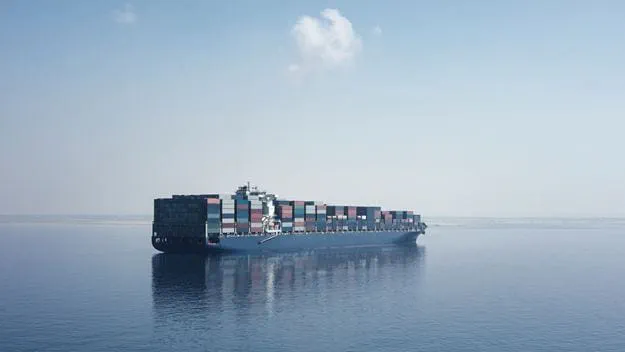 Containership on the ocean