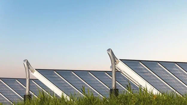 Solar panels on a field