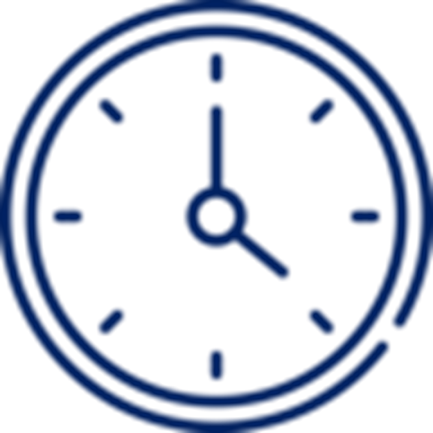 ícono de reloj en color azul marino.