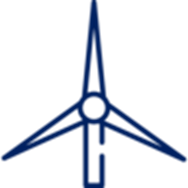 Ícono de generador eólico en color azul marino