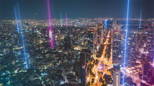 dsv transport and logistics aerial night highways