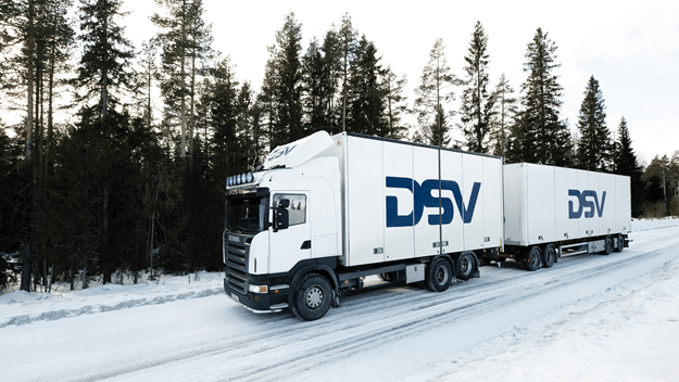 Truck driving on snow