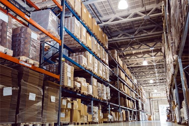 Warehouse with racks
