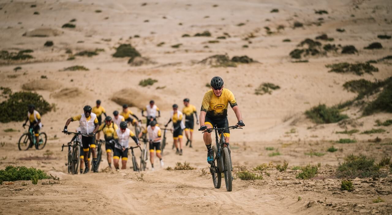 Change a life cycle tour in Namibia riders taking on the harsh but beautiful landscape