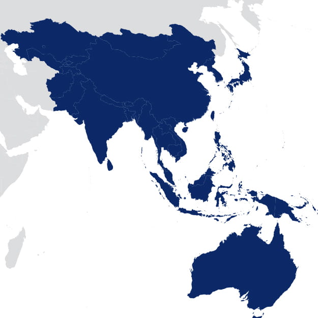 blue map of asia pacific