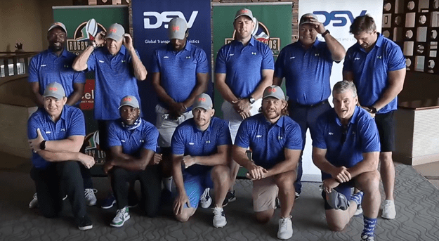 South African Rugby legends posing for a group photo at the DSV invitational