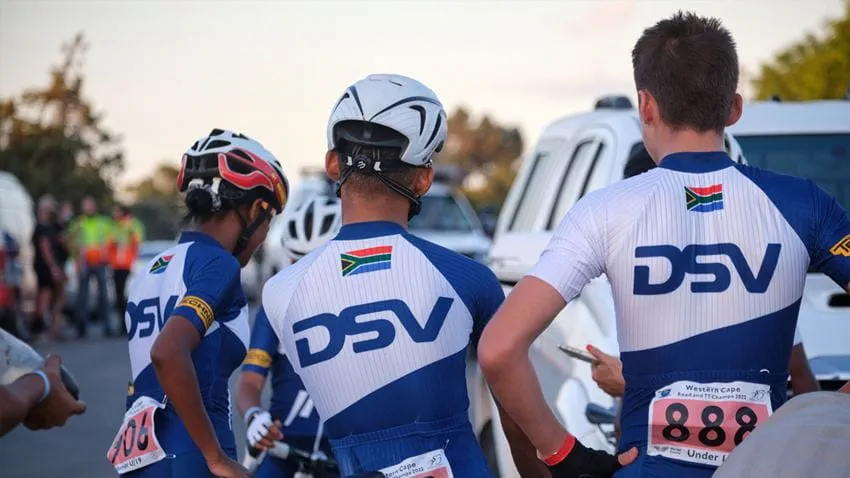 DSV SHIFT Academy cyclists competing in a race