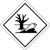 Environmentally hazardous label showing a dead fish