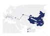 Carte montrant le trajet des transports pa rail de la Chine vers l'Europe