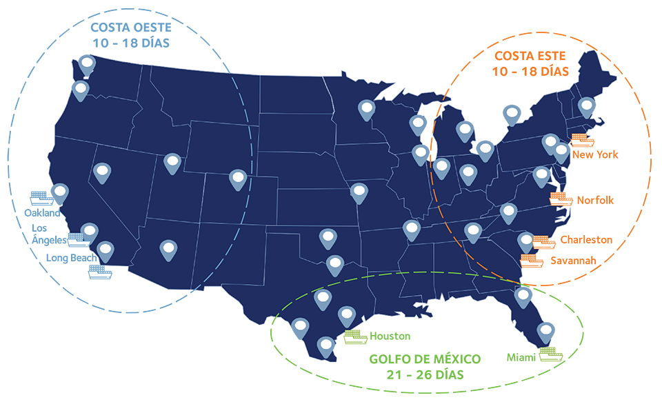 Principales puertos y aeropuertos USA | DSV