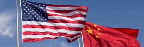 US and China flags